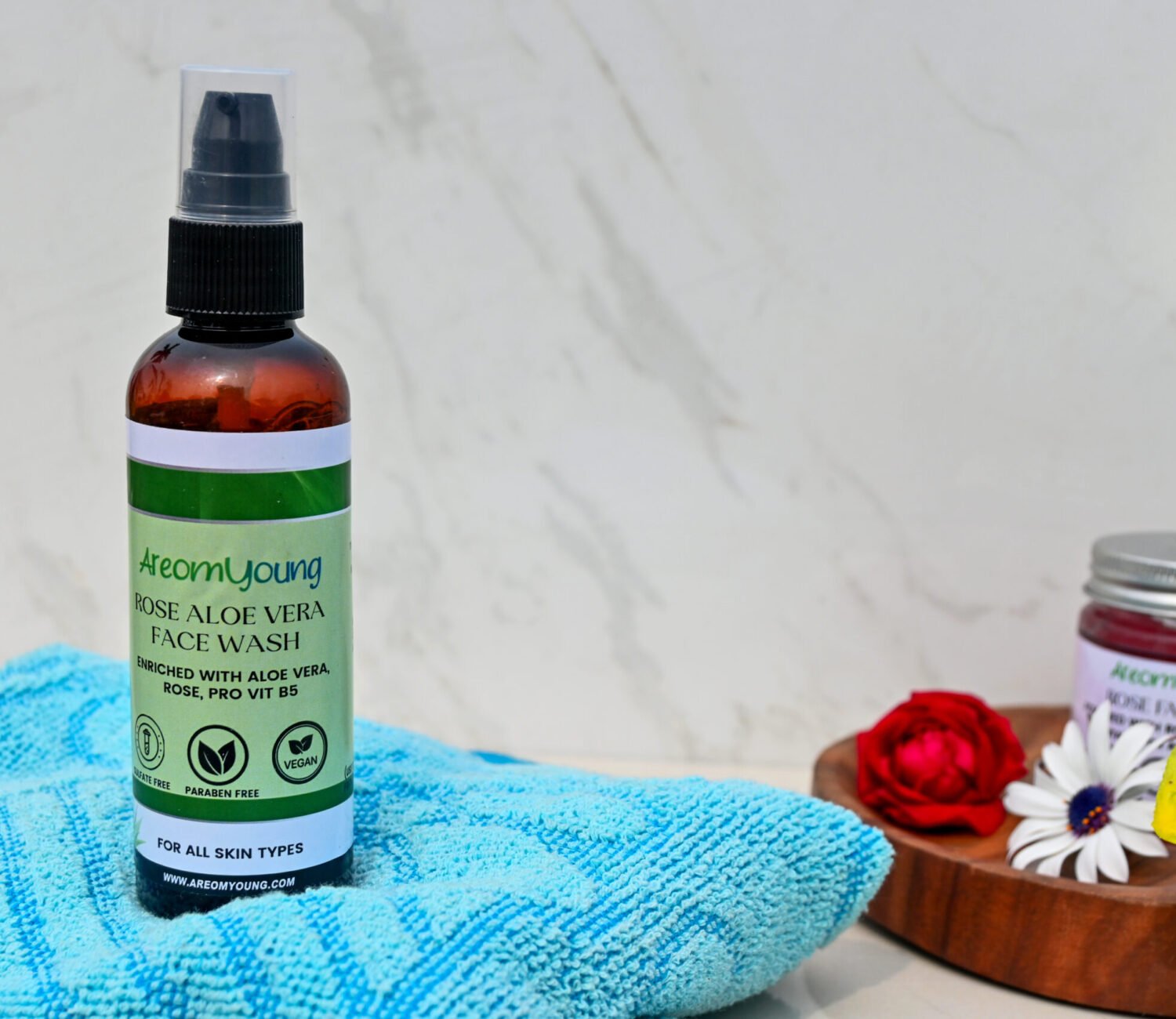 Areomyoung Rose Aloe Vera Face Wash – Gentle Hydrating Cleanser with Rose Extract and Aloe Vera