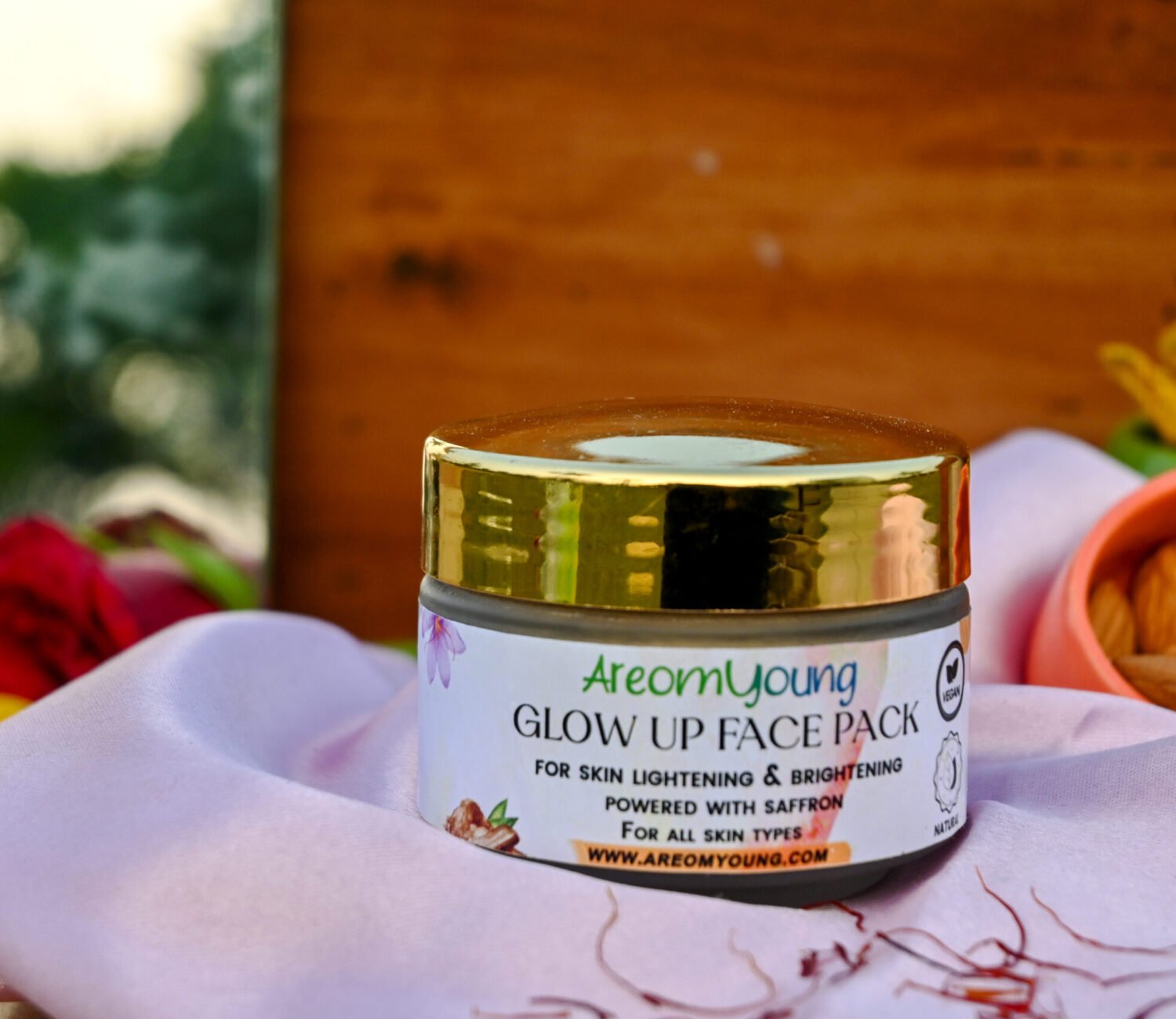 Areomyoung Glow Up Face Pack – Brightening Mask with Almond, Rose, Kesar, and Vetiver