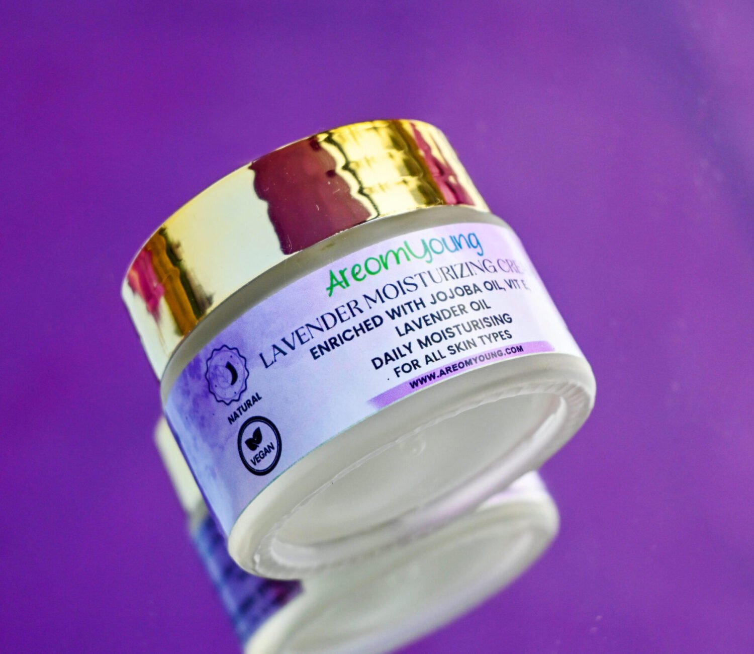 Areomyoung Lavender Moisturizing Cream with lavender flowers and hydrating proteins