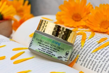 Tea tree anti-acne cream with tea tree oil and willow bark extract for clear, radiant skin